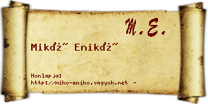 Mikó Enikő névjegykártya